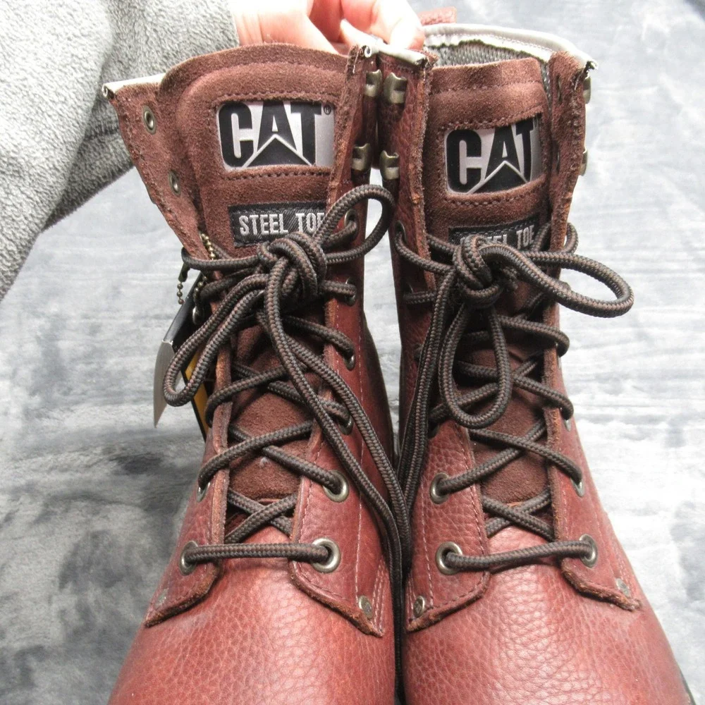 Caterpillar Work Boots Mens 13 Brown EH Remington Steel Toe Leather Safety‎ NEW